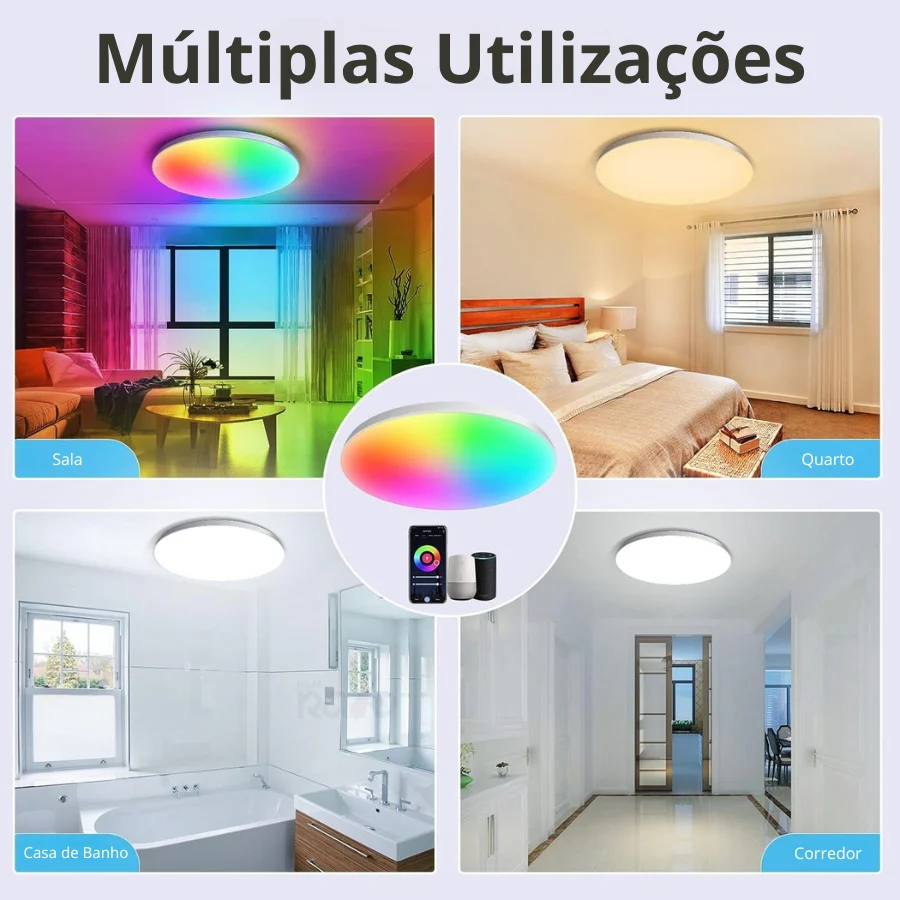 Candeeiro de Teto LED Inteligente Wi-Fi RGB - AB-XD69 - Image 3