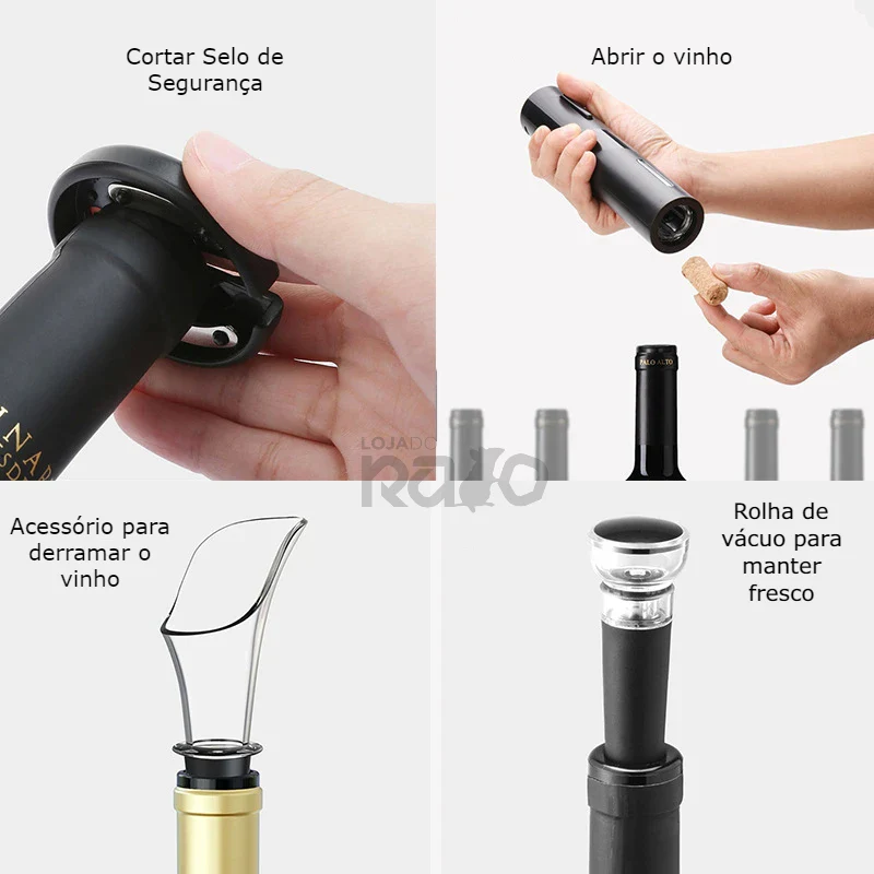 Conjunto para Vinho com Saca-Rolhas Elétrico-4pcs - Image 7