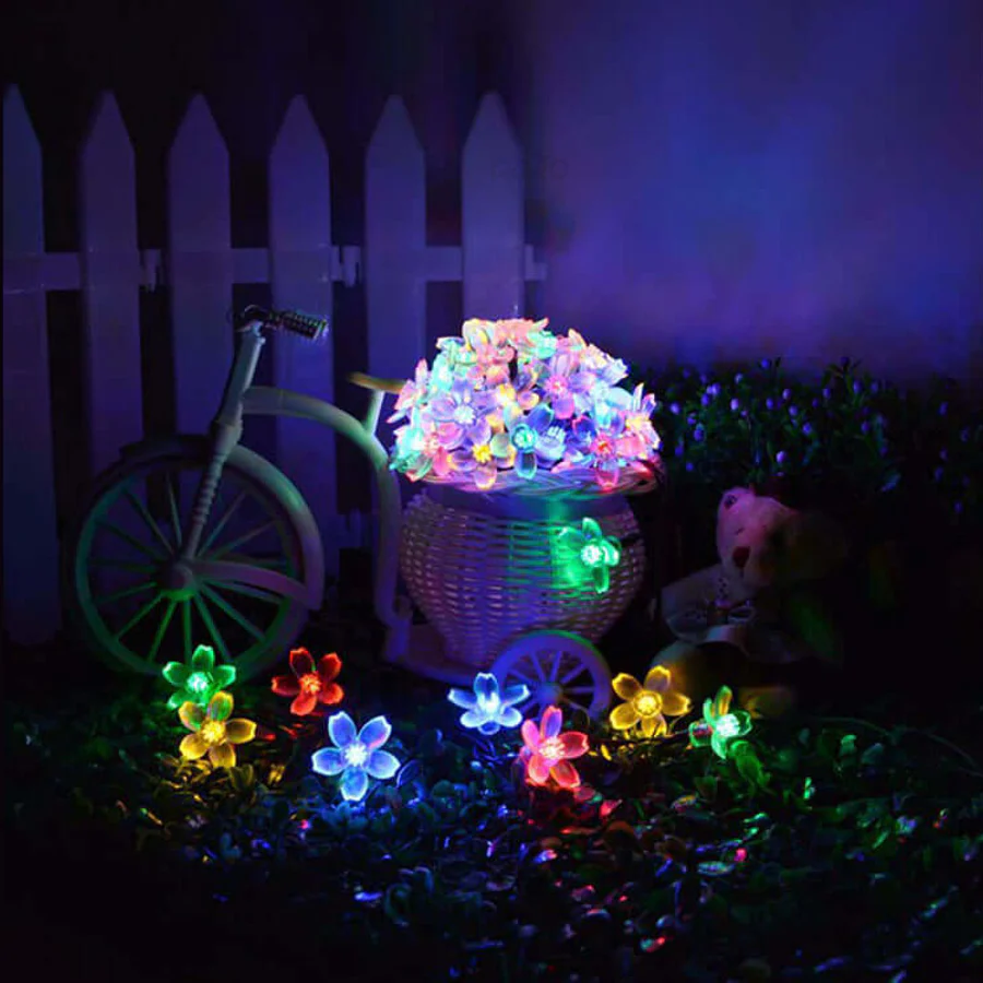 Grinalda Solar LED Flores Coloridas AB-TY148