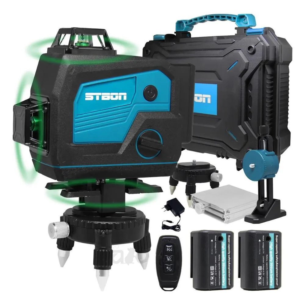 Nível Laser 360º 4D com Auto Nivelamento - Kit Completo