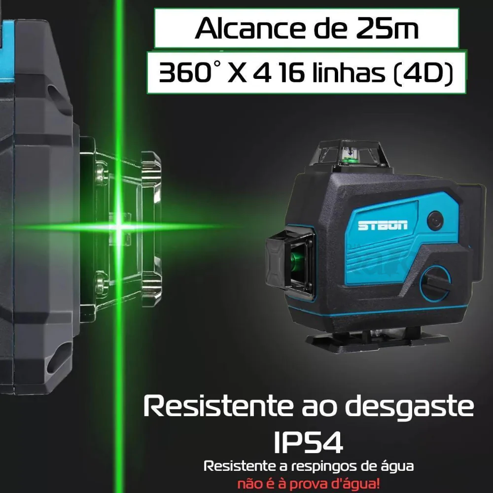 Nível Laser 360º 4D com Auto Nivelamento - Kit Completo - Image 5