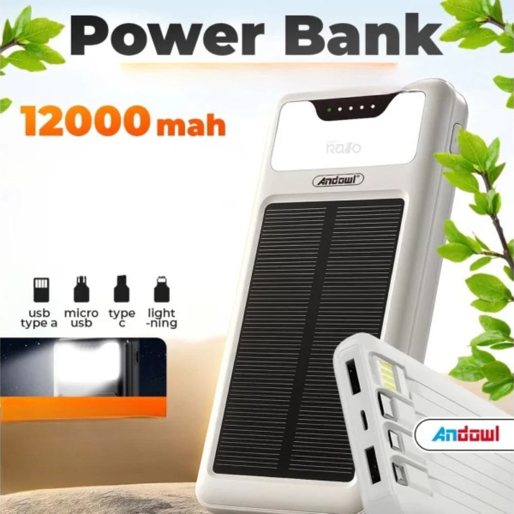 Powerbank Solar 12000mAh com Carregamento Rápido - QC79 - Image 2