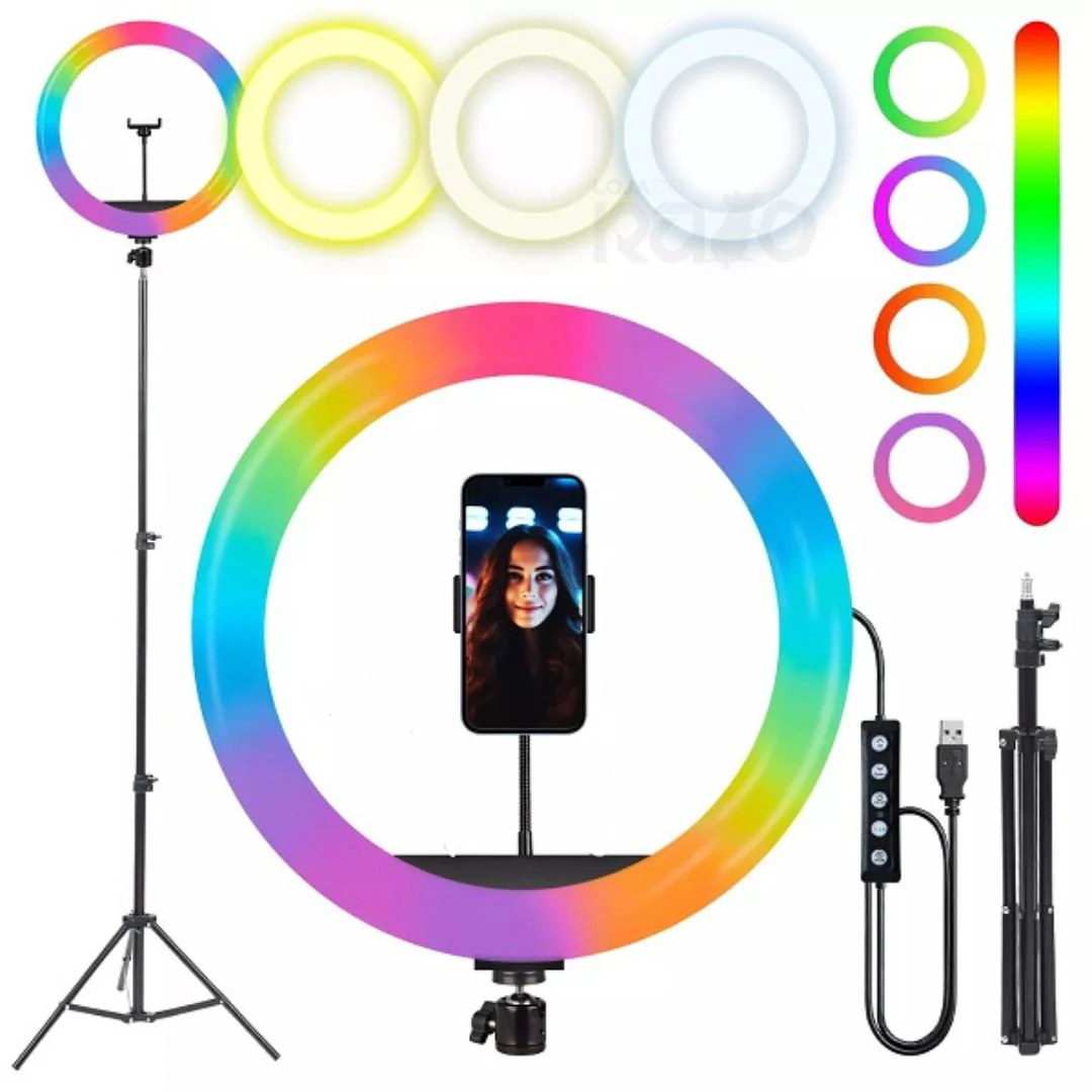 Ring Light RGB 36cm com Tripé – AS-32724