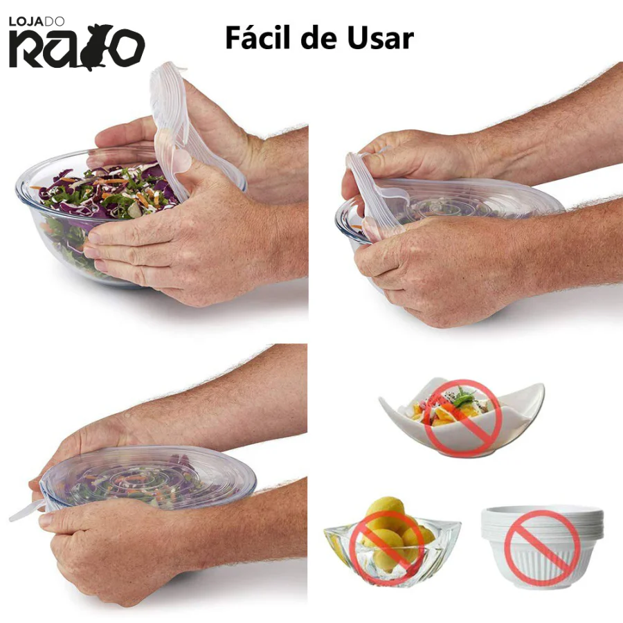 Tampas de Silicone Ecológicas Reutilizáveis - 6pcs - Image 7