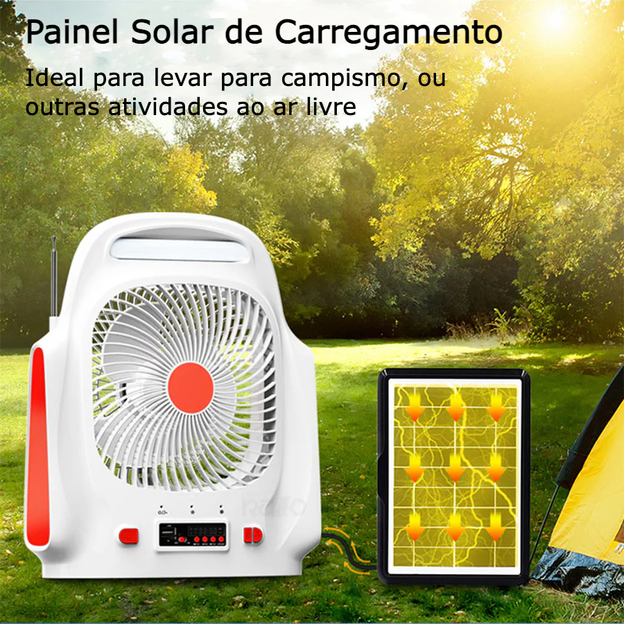 Ventoinha Portátil Solar com Coluna - Image 3
